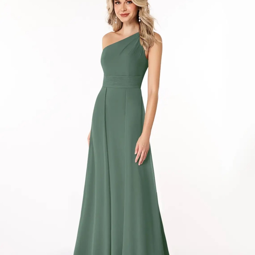 Bridesmaid Dress - Azazie Asymmetrical One-Shoulder Dress in eucalyptus